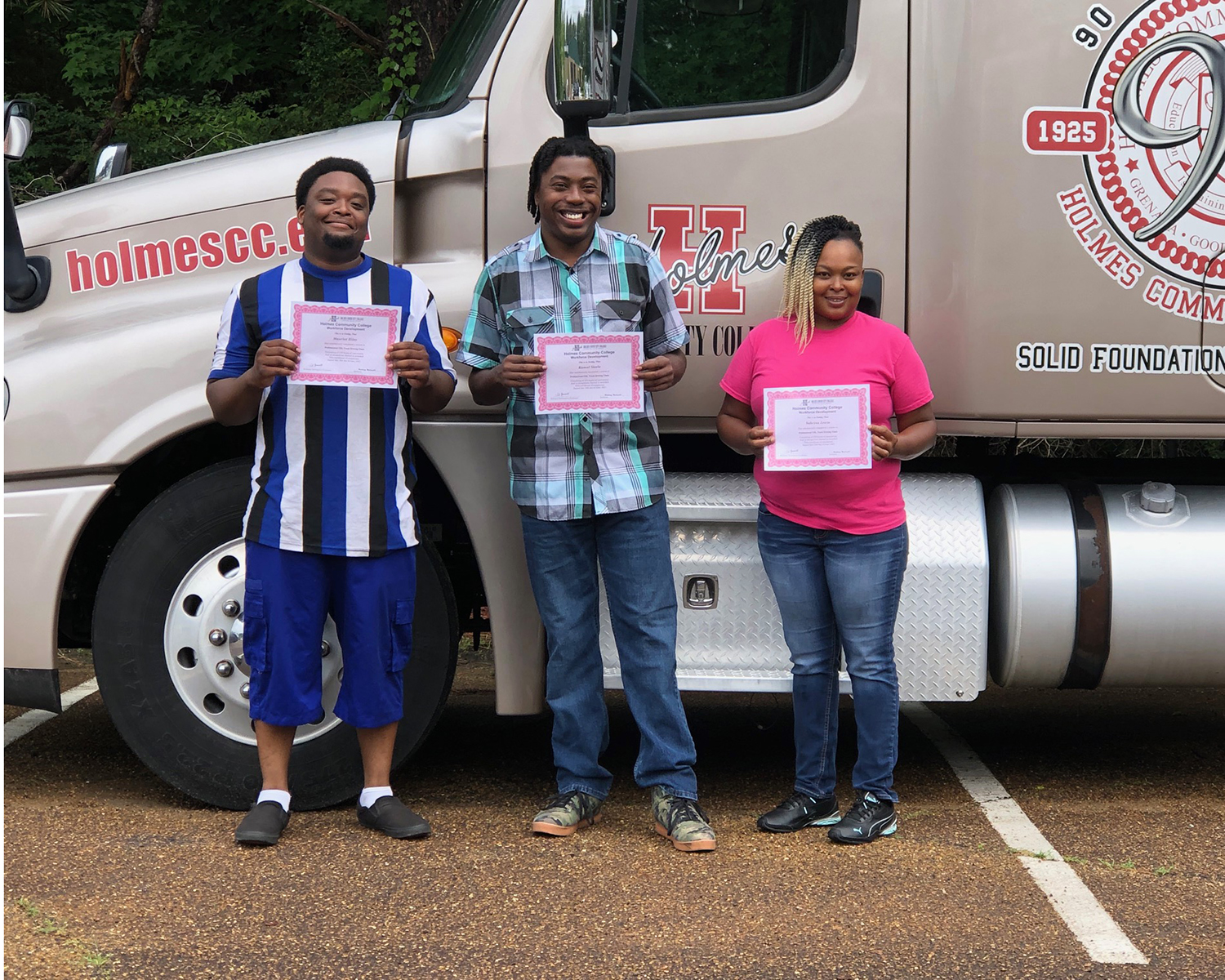 Three students successfully complete Holmes Attala Center’s inaugural Professional Truck Driver Program