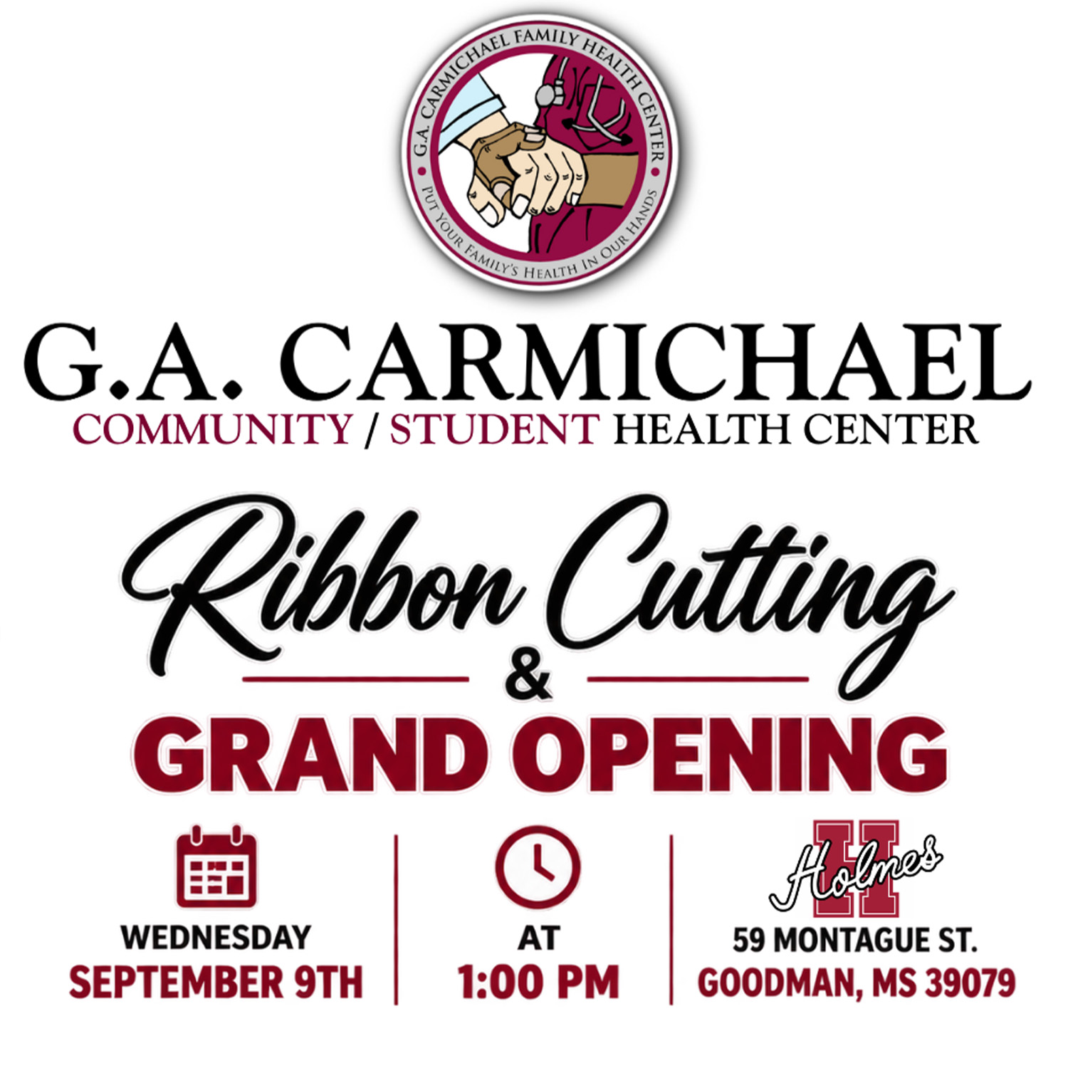 G.A. Carmichael Family Health Center ribbon cutting set for Wed., Sept. 9 G.A. Carmichael Family Health Center ribbon cutting set for Wed., Sept. 9